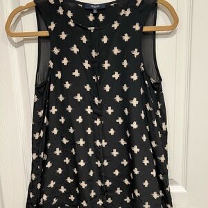 Madewell Black Tank with Cream Cross Motif